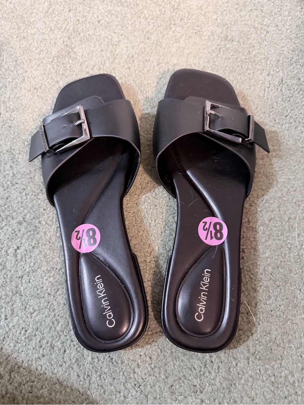 Calvin Klein Black Buckle Slide Sandals
